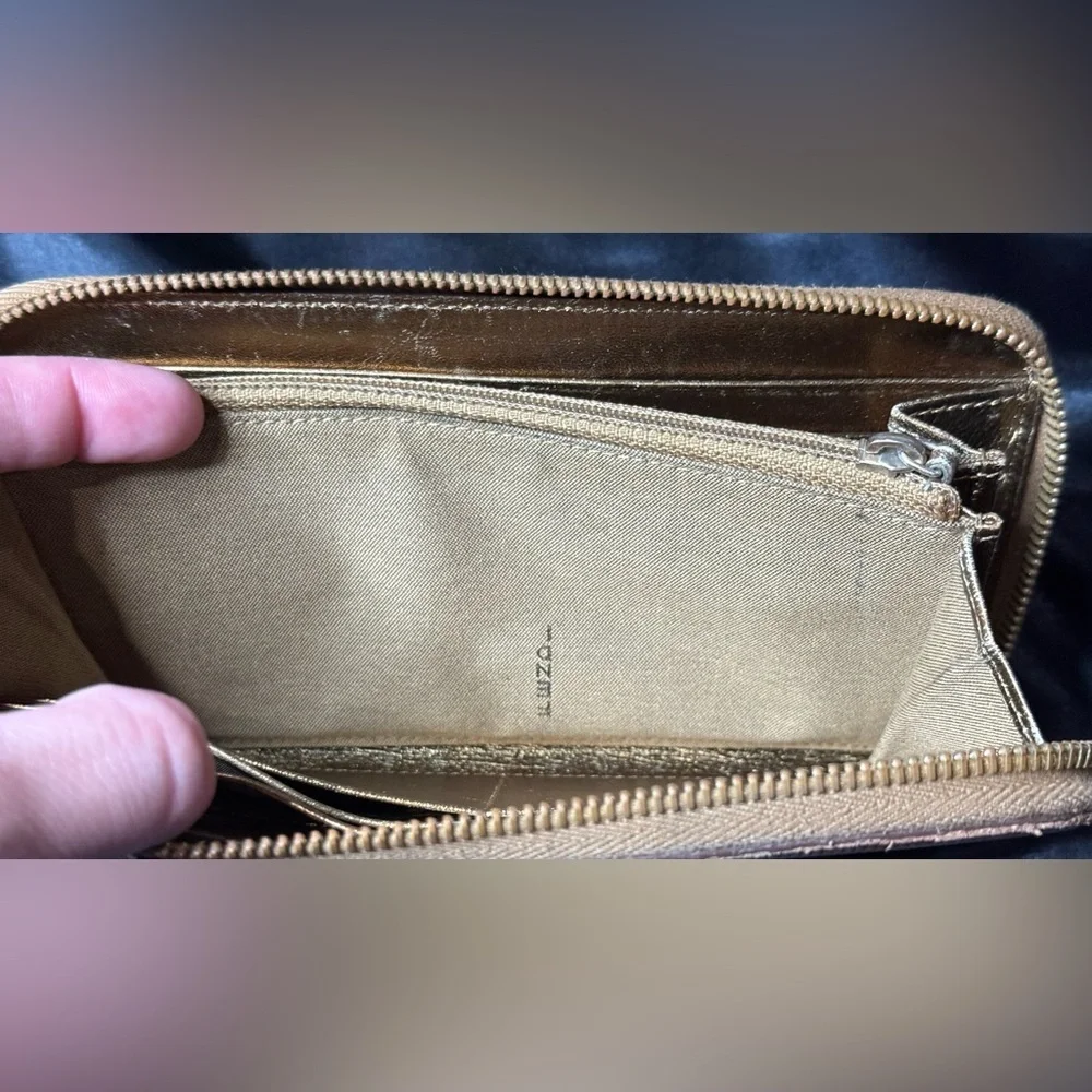 Fendi metallic gold wallet
